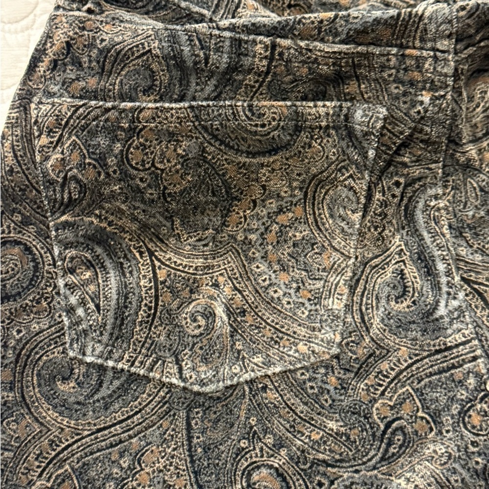 GAP Boot Cut Stretch Velvet Paisley Print Jeans 4a Black - Picture 6 of 8